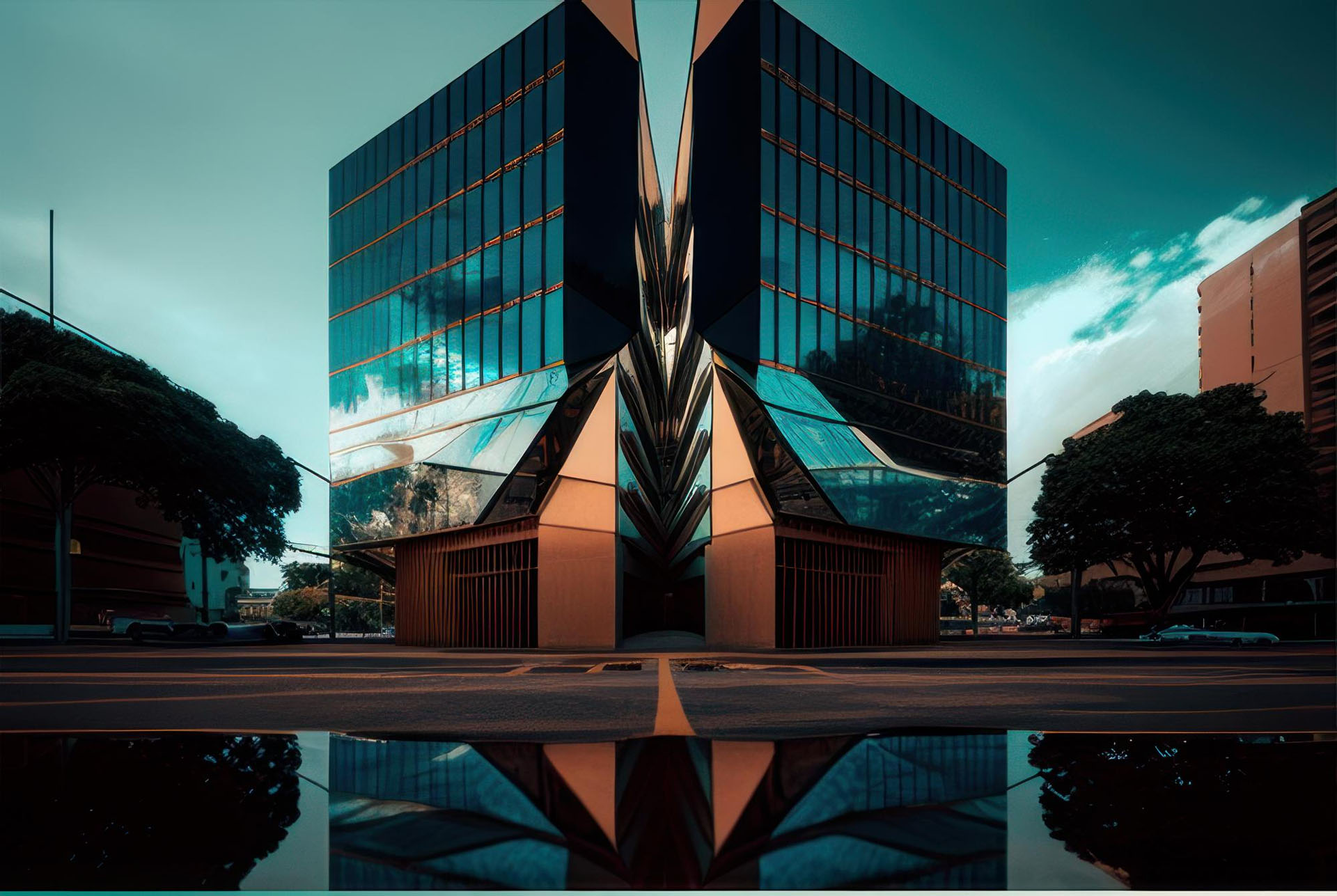 facade-modern-building-concept-with-glass-panels-with-straight-lines-by ...